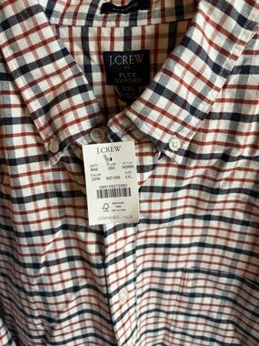 J. Crew Red & Navy Plaid Button-Down Shirt- XXL - NWT